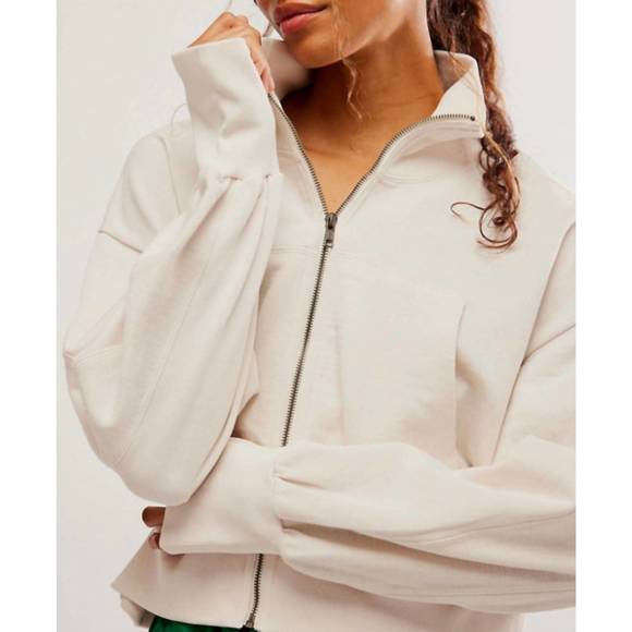 NEW FREE PEOPLE high jump zip up jacket in ivory - Picture 4 of 5